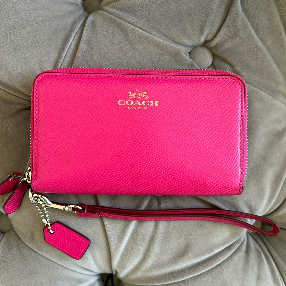 Pink Coach wallet double zip